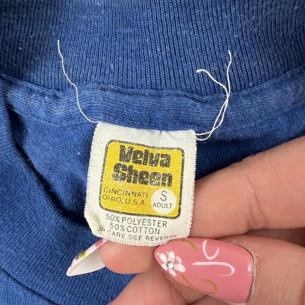 Vintage 80s Girl Scouts Velva Sheen Shirt Mens Small Blue Balloon Tee T-Shirt - Picture 4 of 8